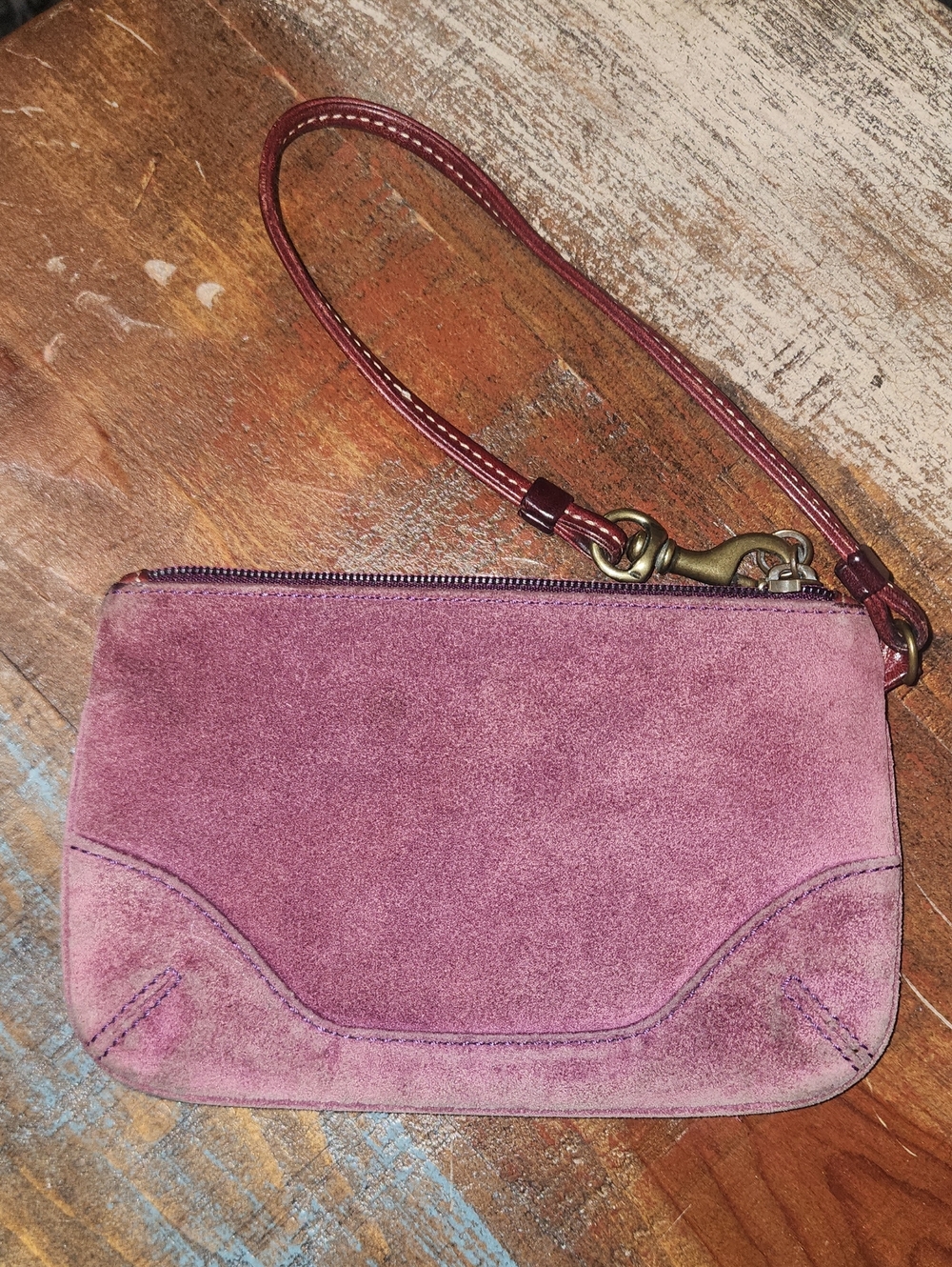 Coach Suede Wristlet Clutch Dusty Rose Vintage Pouch